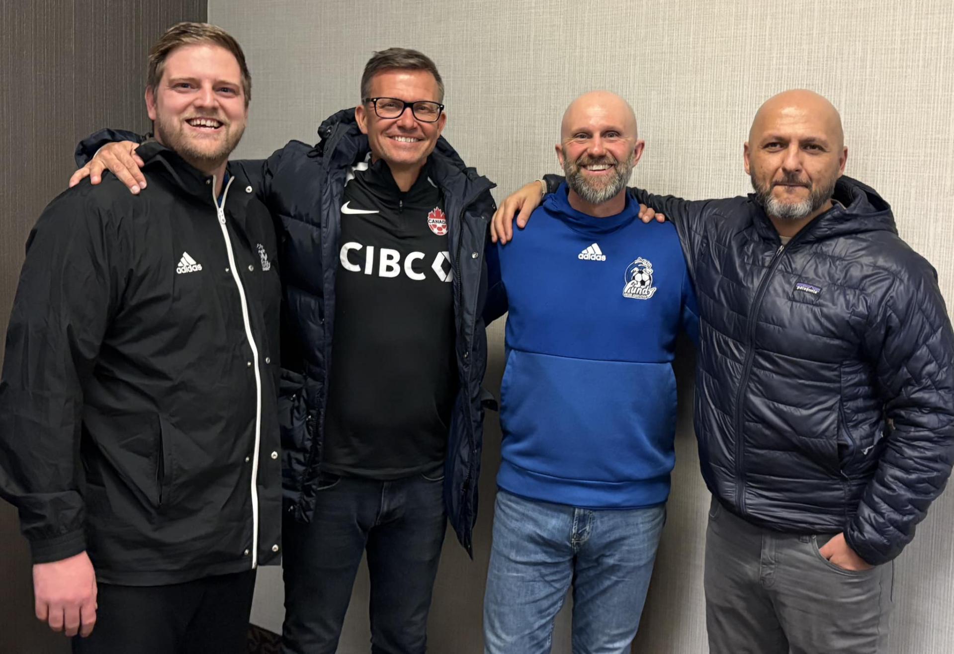 CANMNT Head Coach, Jesse Marsch, with Mauro Biello, Jason Brown, and Kyle Reade