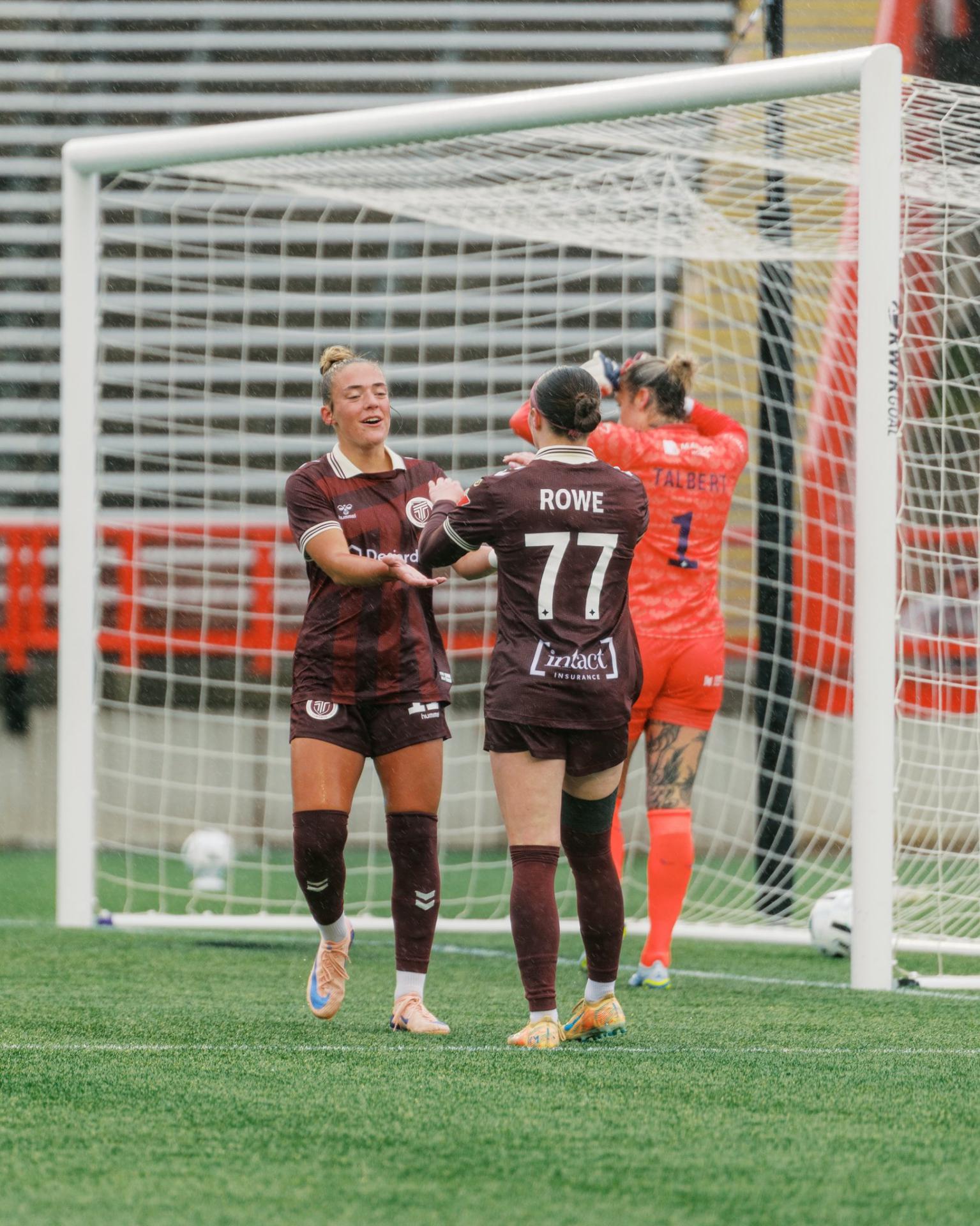 AFC Toronto Forward, Lauren Rowe, Celebrates Goal, in Calgary, Alberta