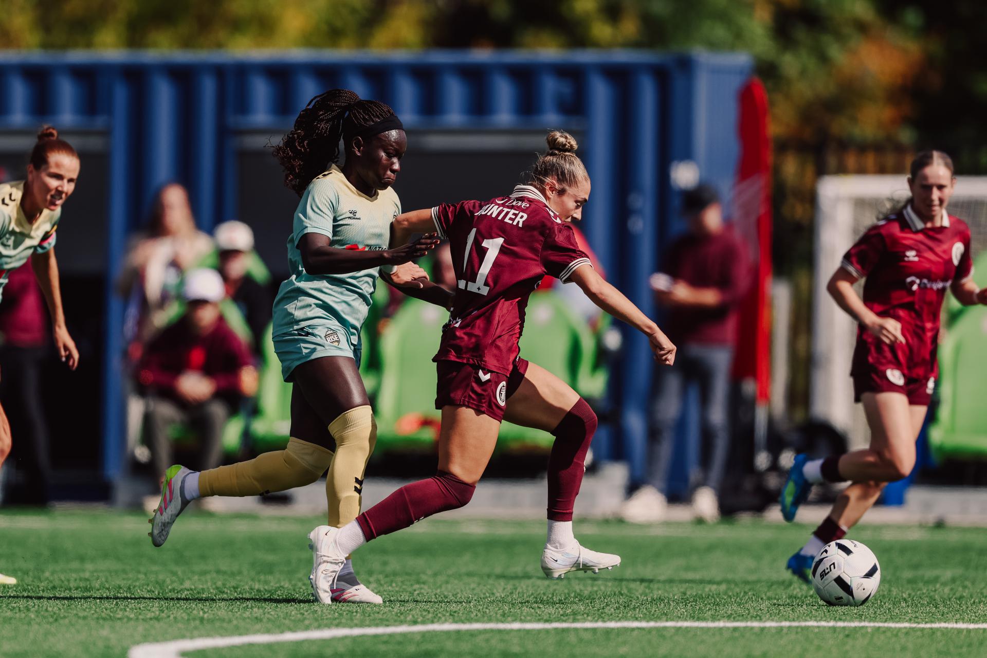AFC Toronto Forward Kaylee Hunter with the Ball at the W Canadian Championship
