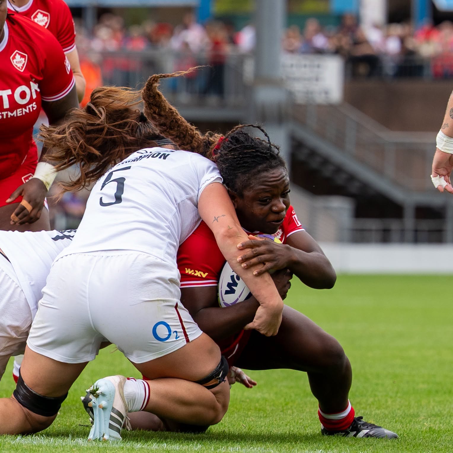 Rugby Canada Player Tries To Score A Try in Exeter, England